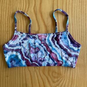 Ice Dyed Sports Bra - Tie Dye Bralette - Thin Straps - Hand-dyed 38/Large
